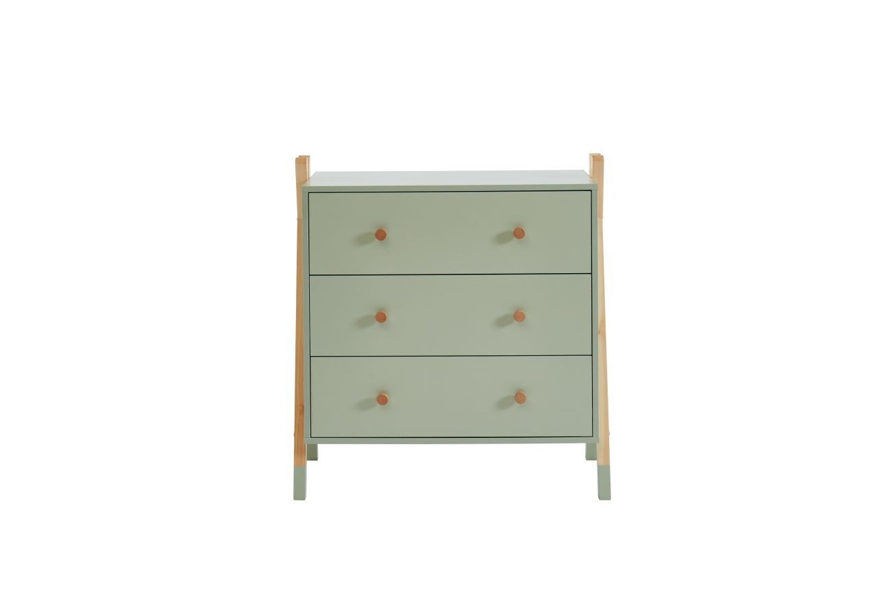 Commode TIPI vert 3 tiroirs 81cm
