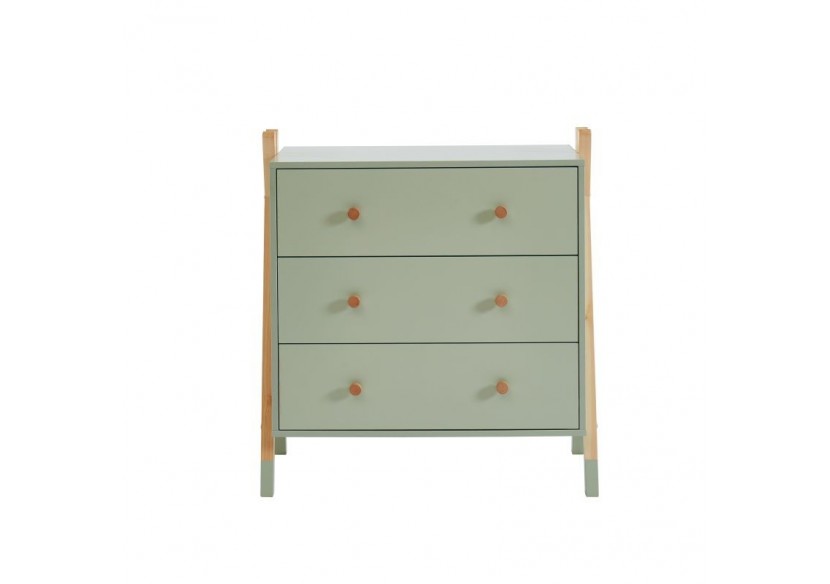 Commode TIPI vert 3 tiroirs 81cm