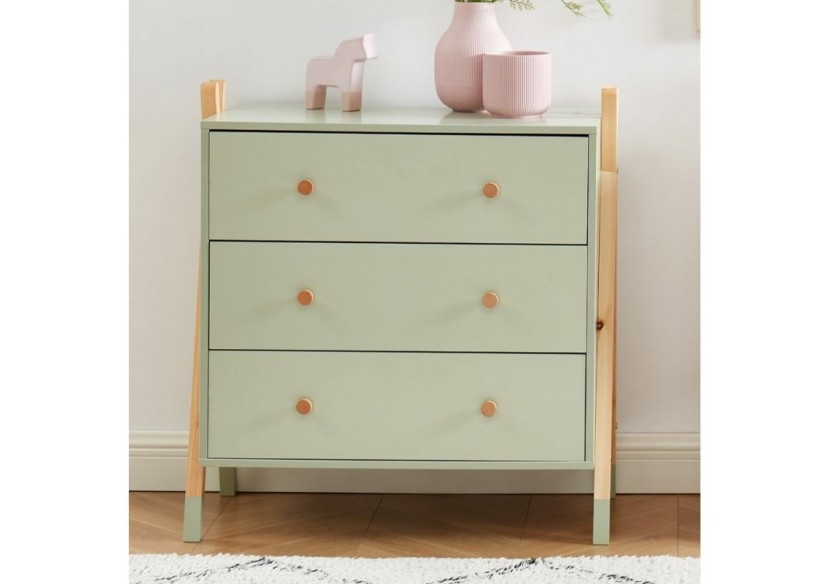 Commode TIPI vert 3 tiroirs 81cm