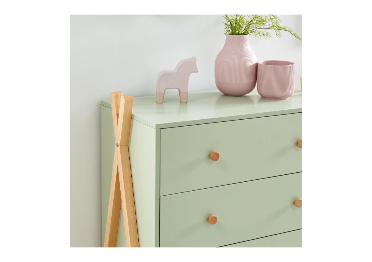 Commode TIPI vert 3 tiroirs 81cm