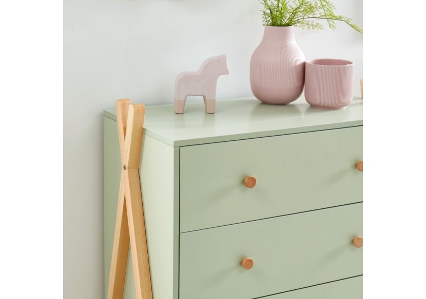 Commode TIPI vert 3 tiroirs 81cm