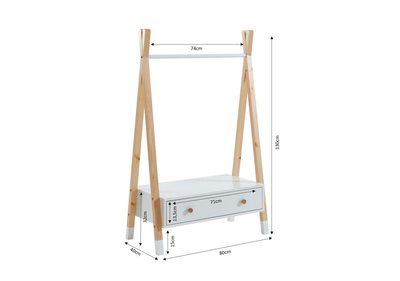 Portant TIPI blanc 1 tiroir