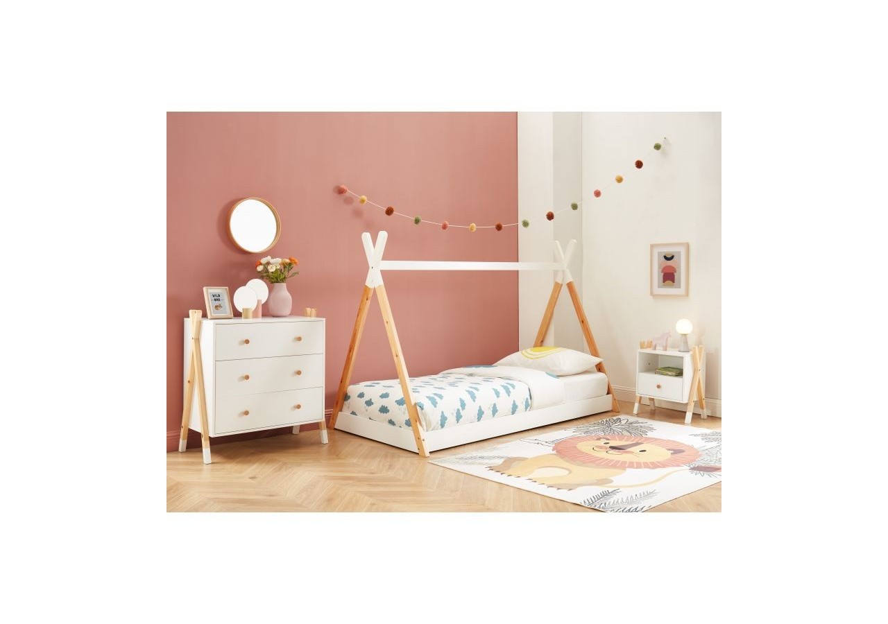 Ensemble chambre enfant TIPI blanc lit chevet et commode