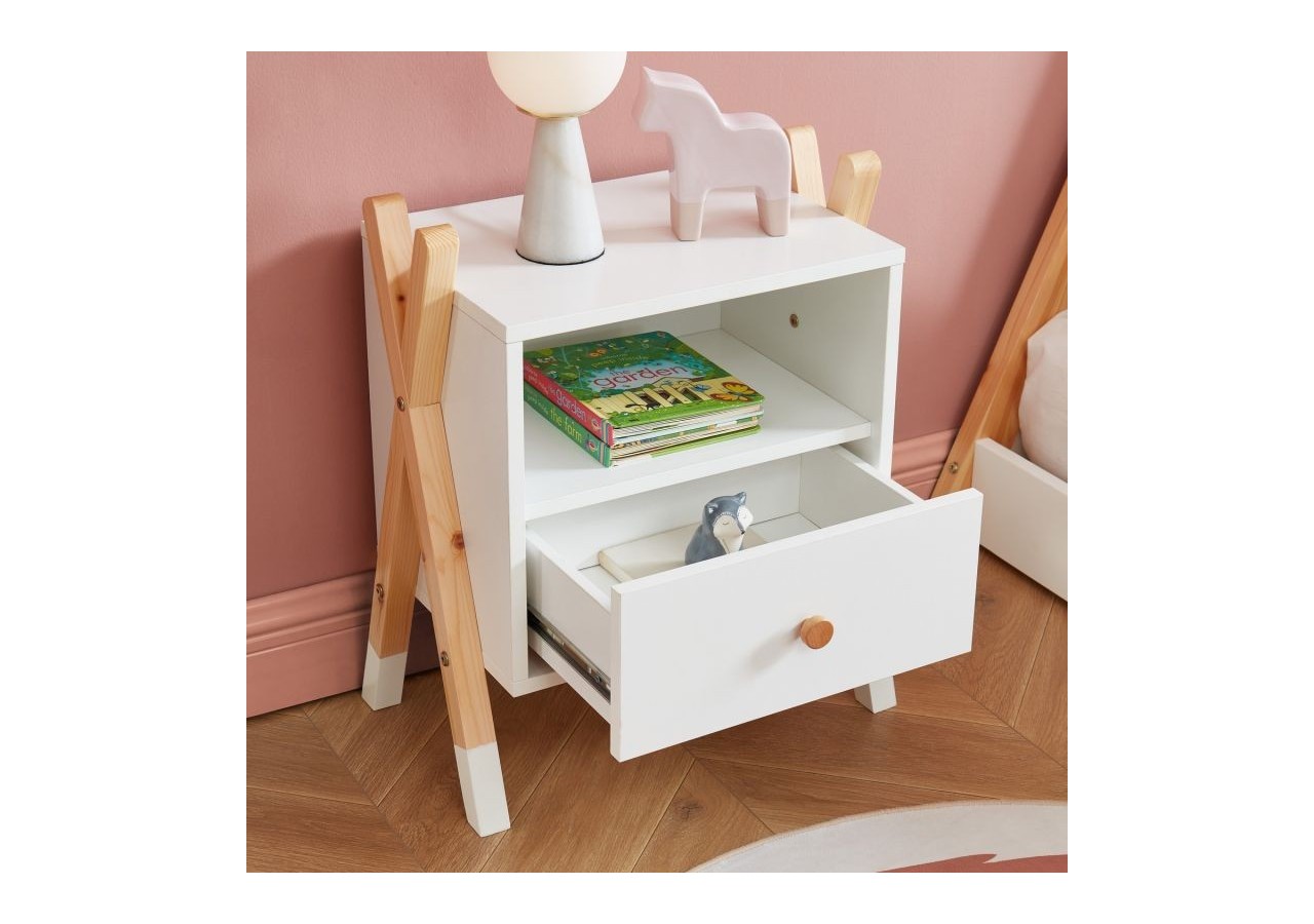 Ensemble chambre enfant TIPI blanc lit chevet et commode