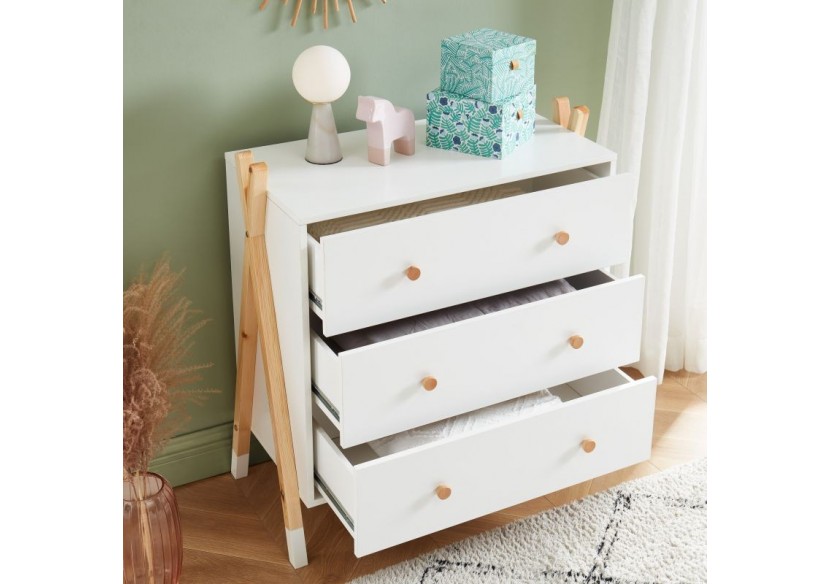 Ensemble chambre enfant TIPI blanc lit chevet et commode