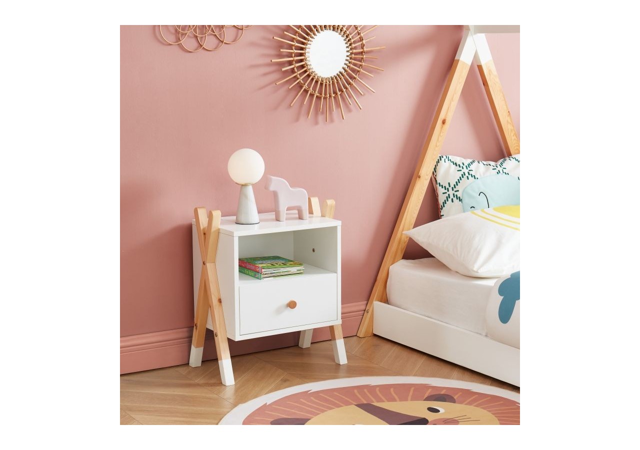 Ensemble chambre enfant TIPI blanc lit chevet et commode