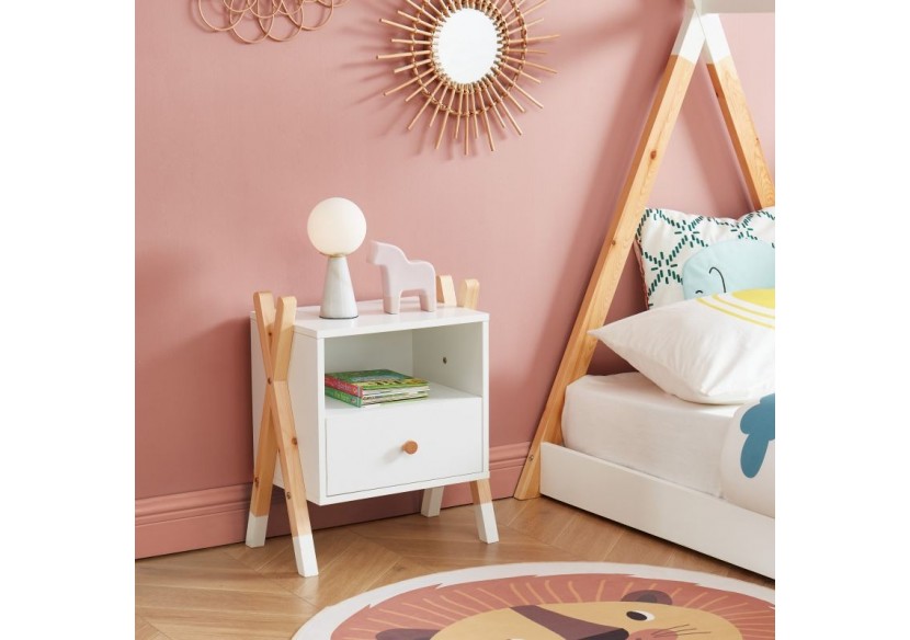 Ensemble chambre enfant TIPI blanc lit chevet et commode