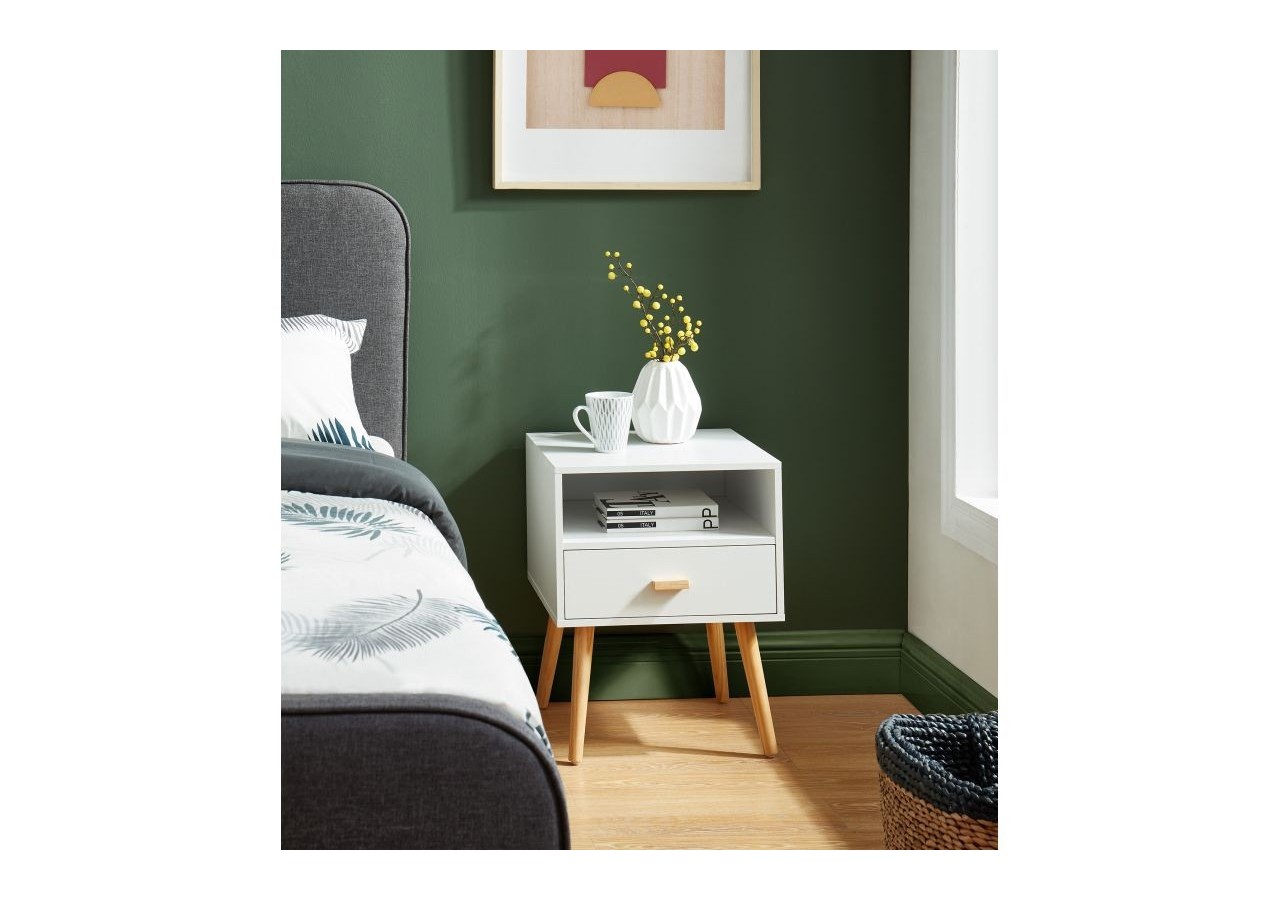 Table de chevet ULOS blanc 1 tiroir 40cm