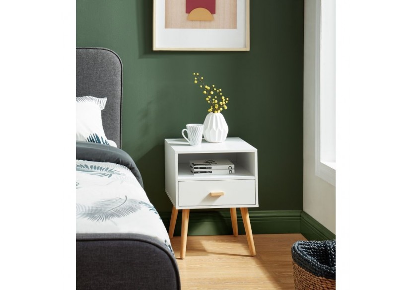 Table de chevet ULOS blanc 1 tiroir 40cm
