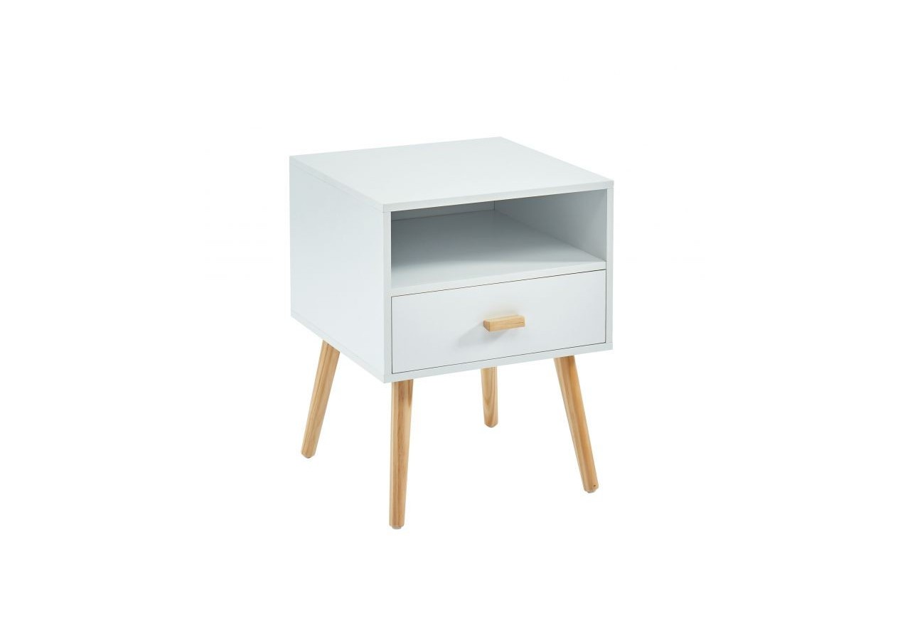 Table de chevet ULOS blanc 1 tiroir 40cm