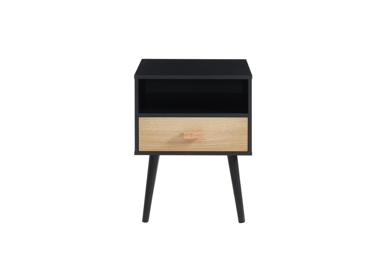 Table de chevet ULOS noir et effet chêne 1 tiroir 40cm