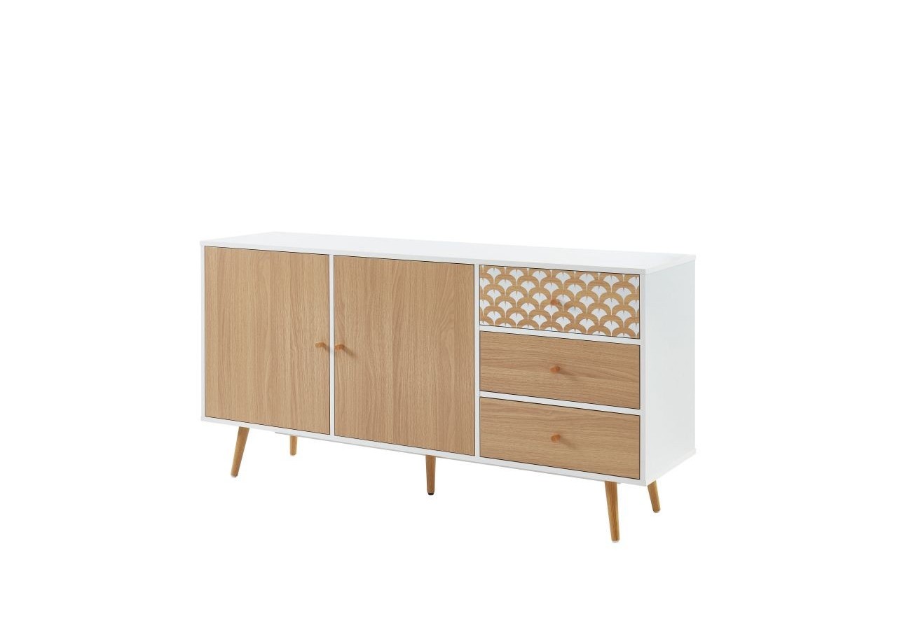 Buffet UTAH blanc et effet chêne 150cm