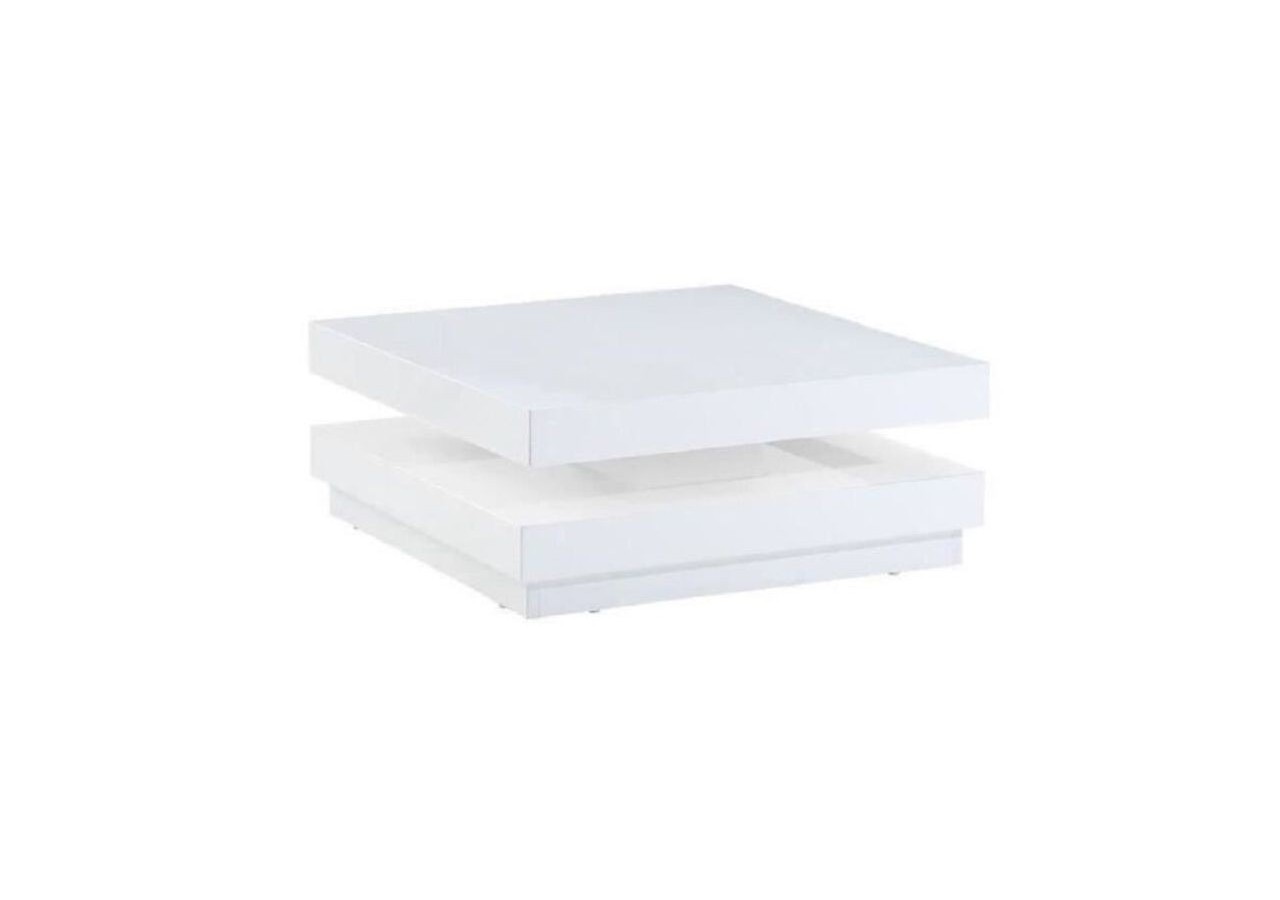 Table basse VEGAS laqué blanc brillant plateau pivotant