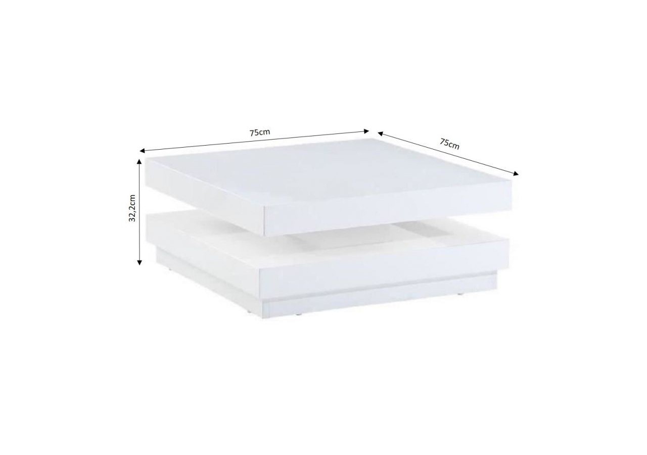 Table basse VEGAS laqué blanc brillant plateau pivotant