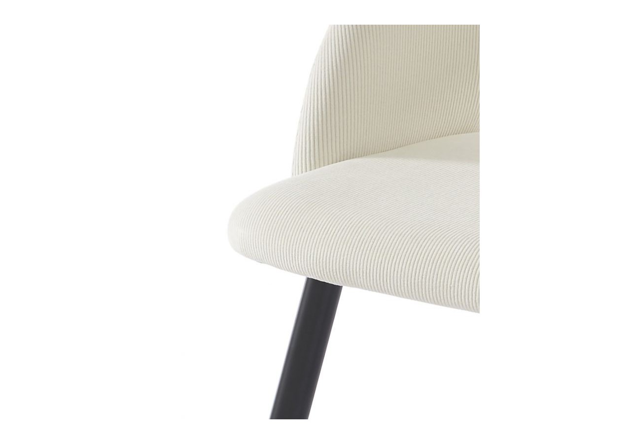 Lot de 2 chaises VINTAGE velours côtelé beige crème pieds métal noir