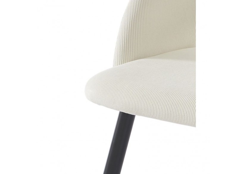 Lot de 2 chaises VINTAGE velours côtelé beige crème pieds métal noir