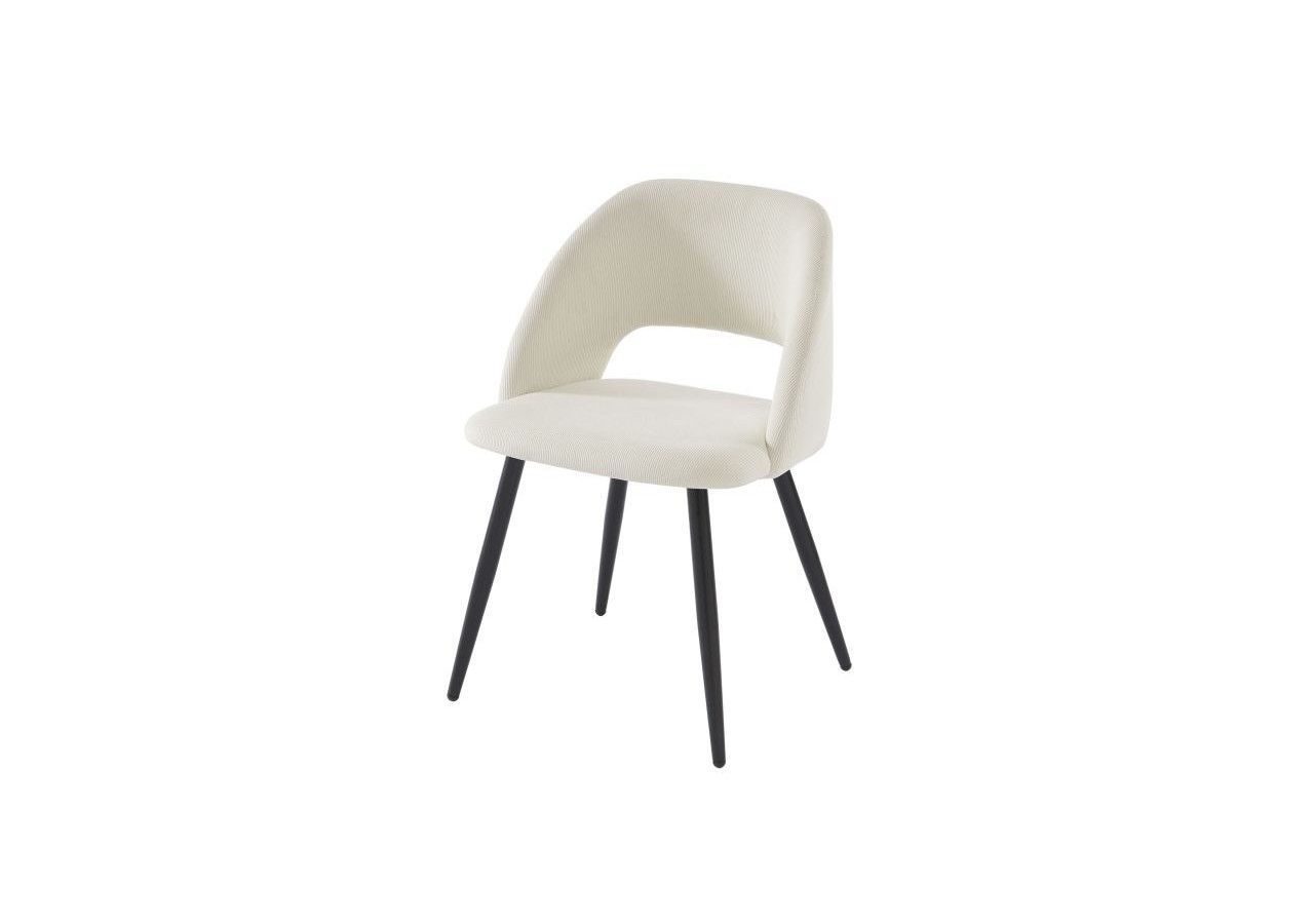 Lot de 2 chaises VINTAGE velours côtelé beige crème pieds métal noir