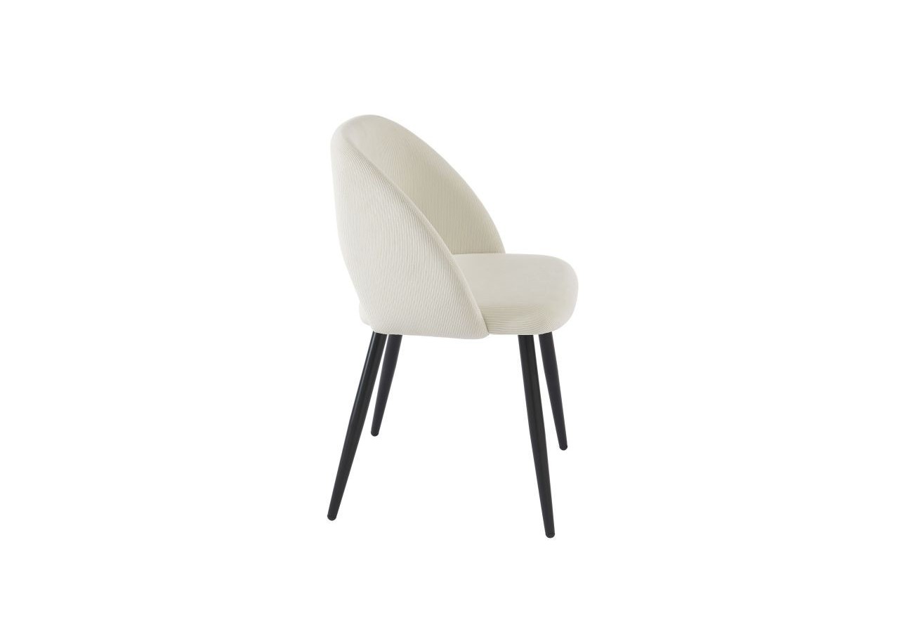 Lot de 2 chaises VINTAGE velours côtelé beige crème pieds métal noir