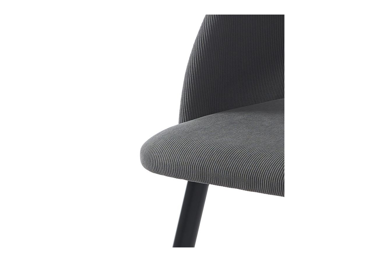 Lot de 2 chaises VINTAGE velours côtelé gris pieds métal noir