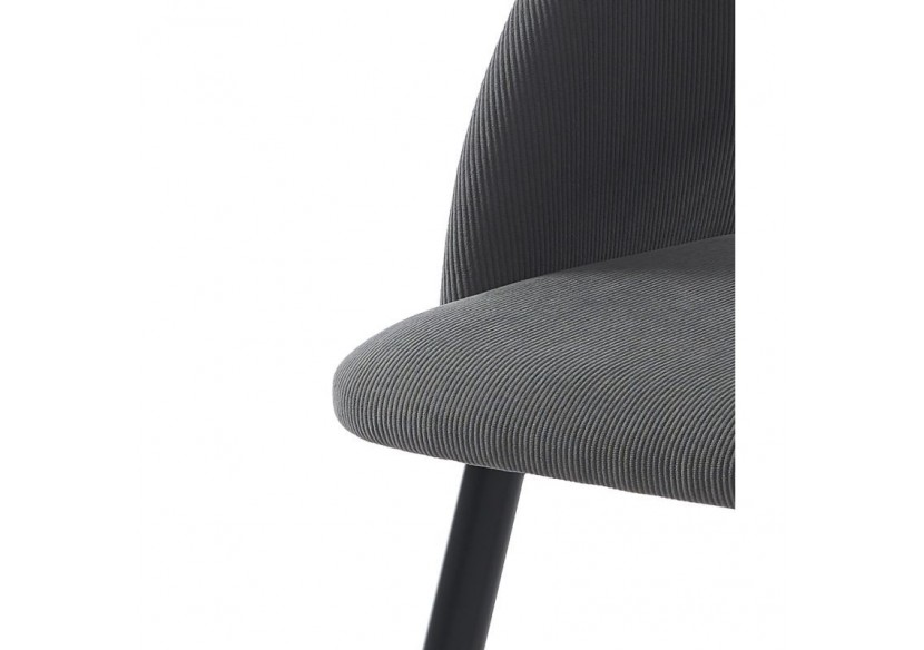 Lot de 2 chaises VINTAGE velours côtelé gris pieds métal noir