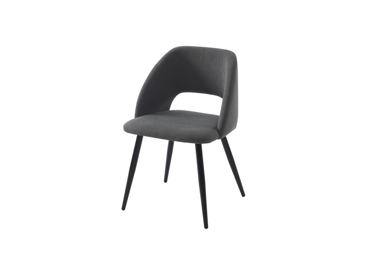 Lot de 2 chaises VINTAGE velours côtelé gris pieds métal noir