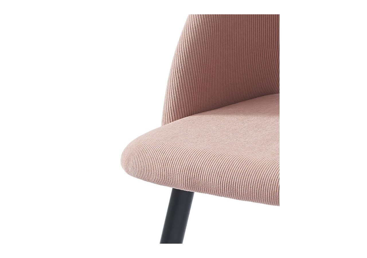 Lot de 2 chaises VINTAGE velours côtelé rose poudré pieds métal noir