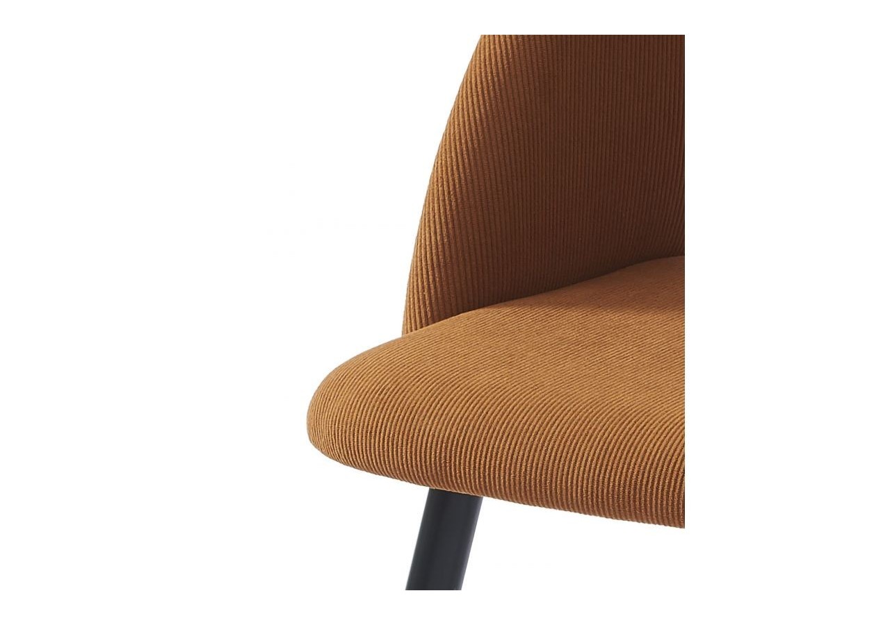 Lot de 2 chaises VINTAGE velours côtelé terracotta pieds métal noir