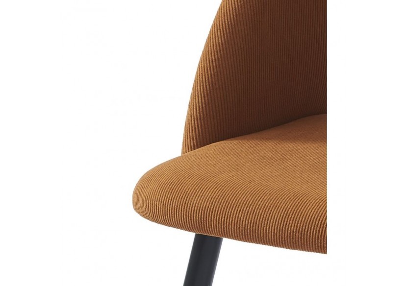 Lot de 2 chaises VINTAGE velours côtelé terracotta pieds métal noir