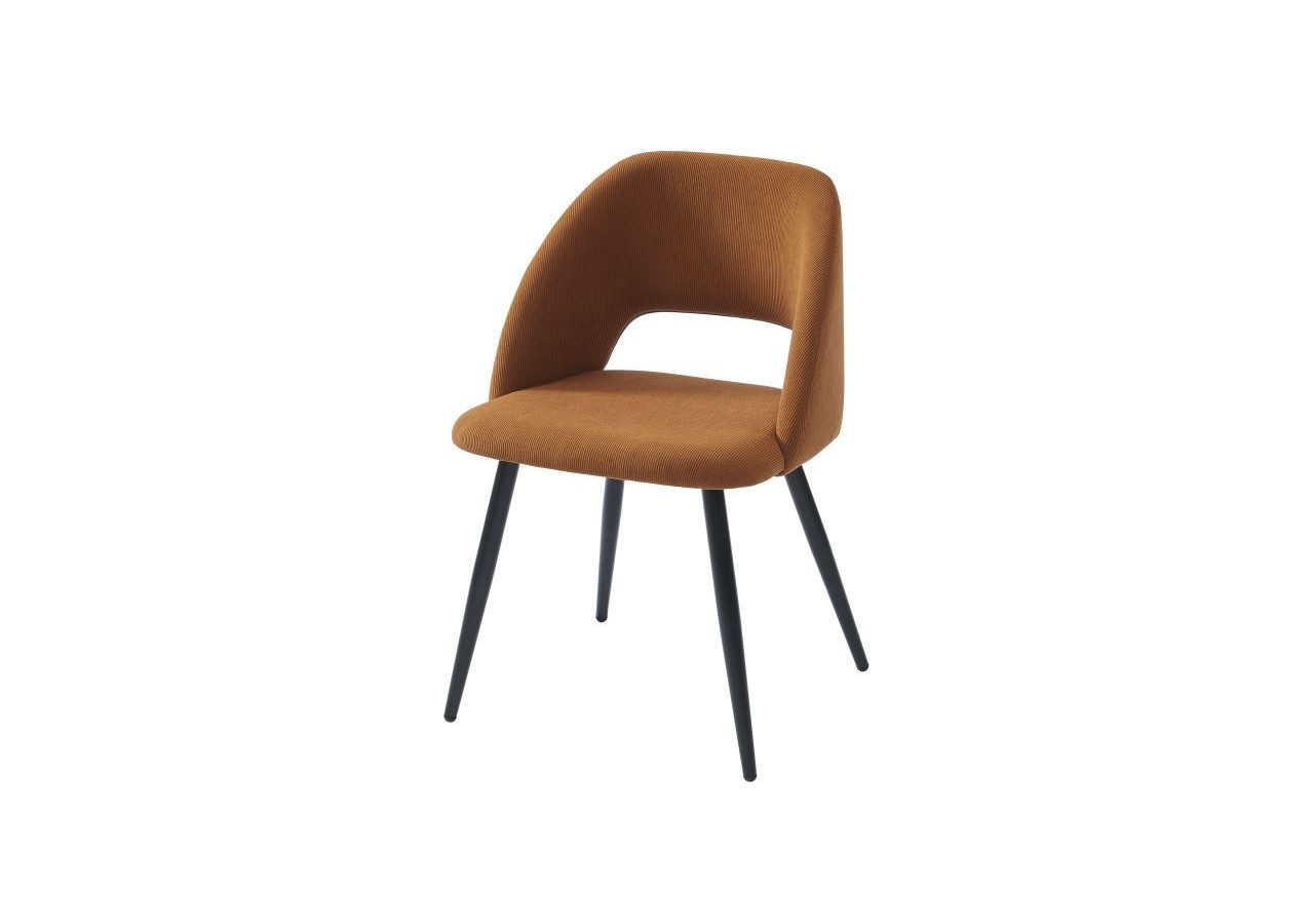 Lot de 2 chaises VINTAGE velours côtelé terracotta pieds métal noir