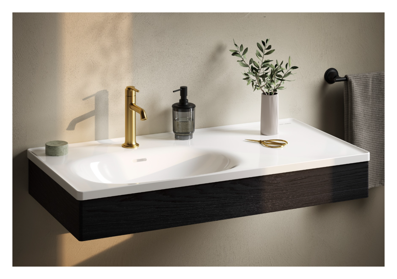 Equal plan céramique asymétrique, avec panneau en bois, orme, 100 cm - 64086 - Vitra