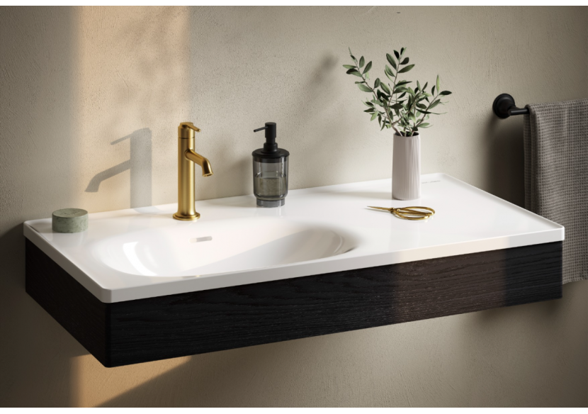 Equal plan céramique asymétrique, avec panneau en bois, orme, 100 cm - 64086 - Vitra