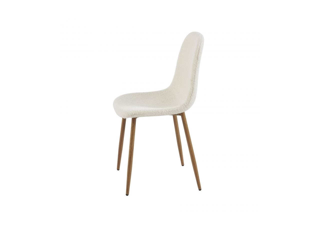 Lot de 4 chaises BIRGIT tissu bouclette écru pieds bois clair