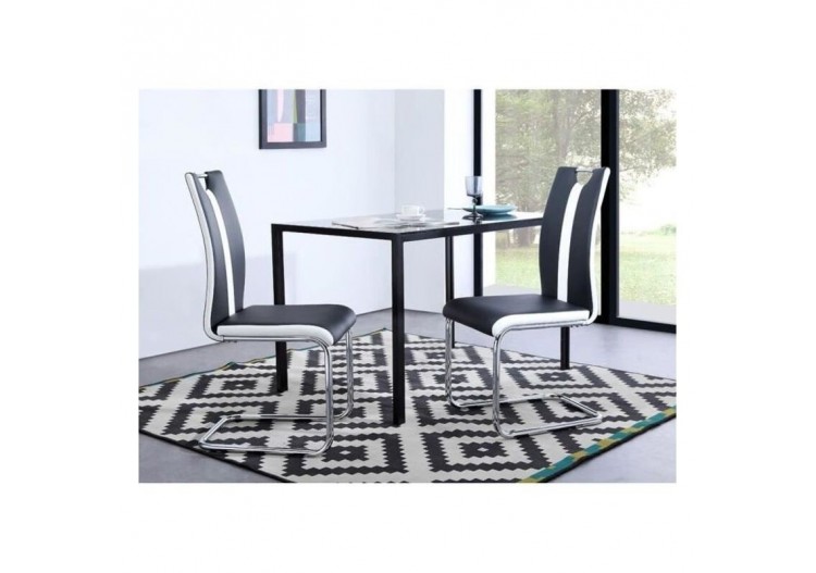 Lot de 2 chaises JADE simili noir pieds métal chromé 2