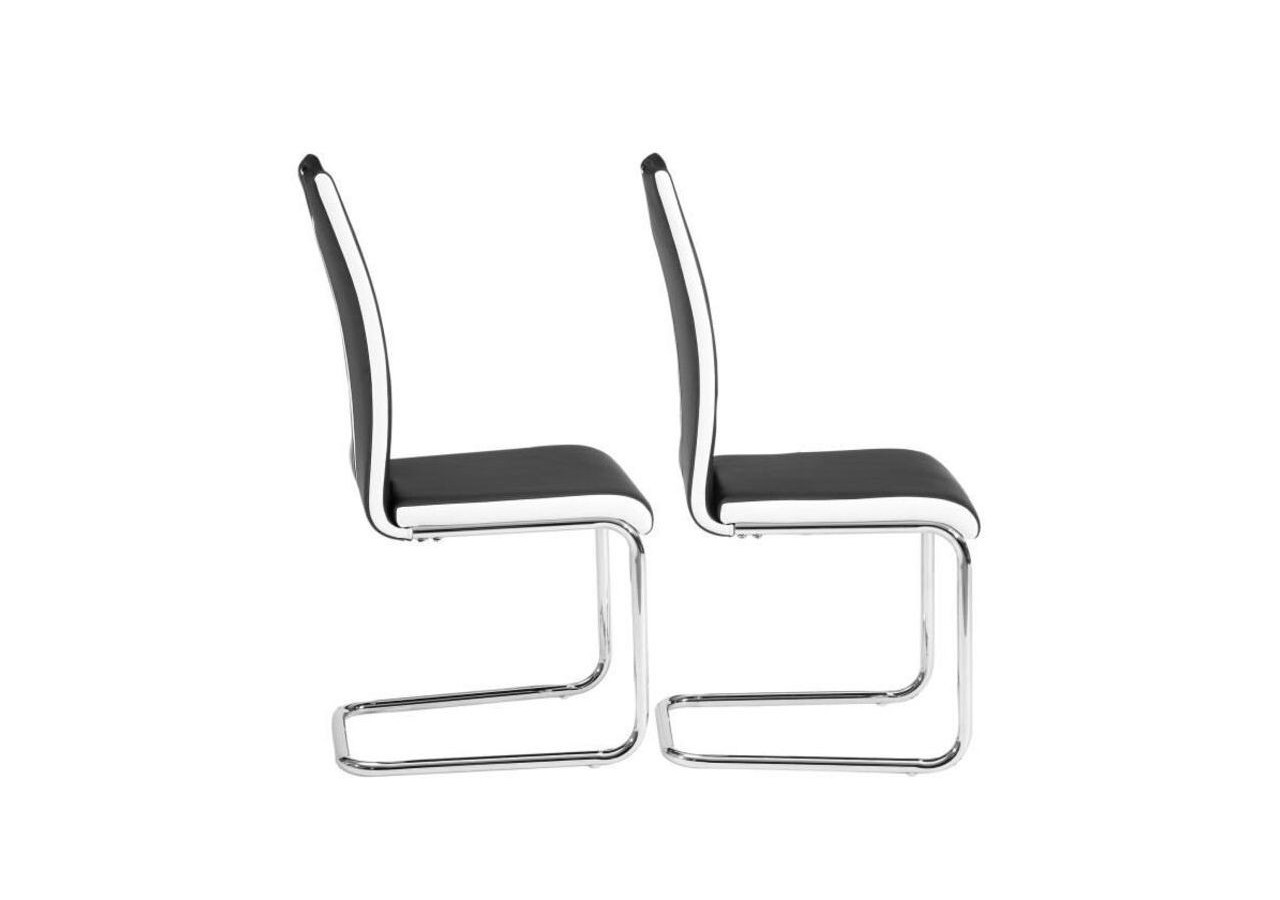 Lot de 2 chaises JADE simili noir pieds métal chromé