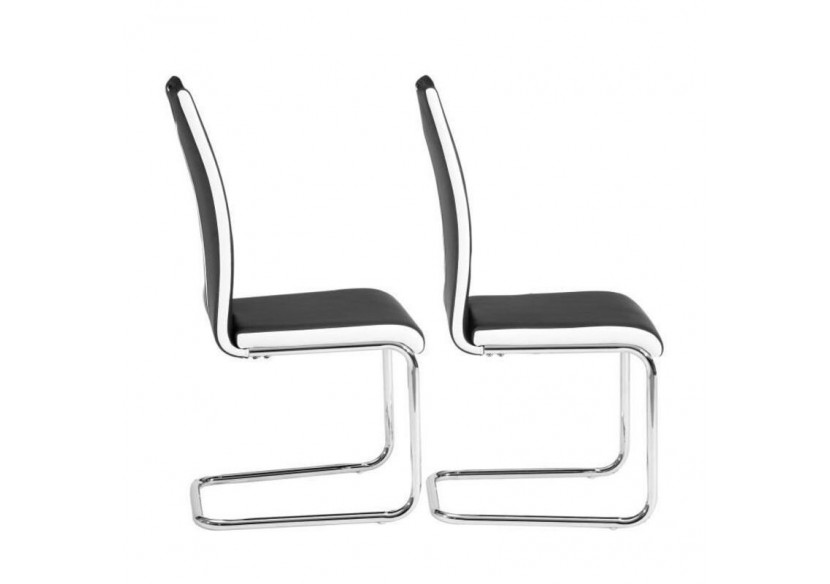 Lot de 2 chaises JADE simili noir pieds métal chromé