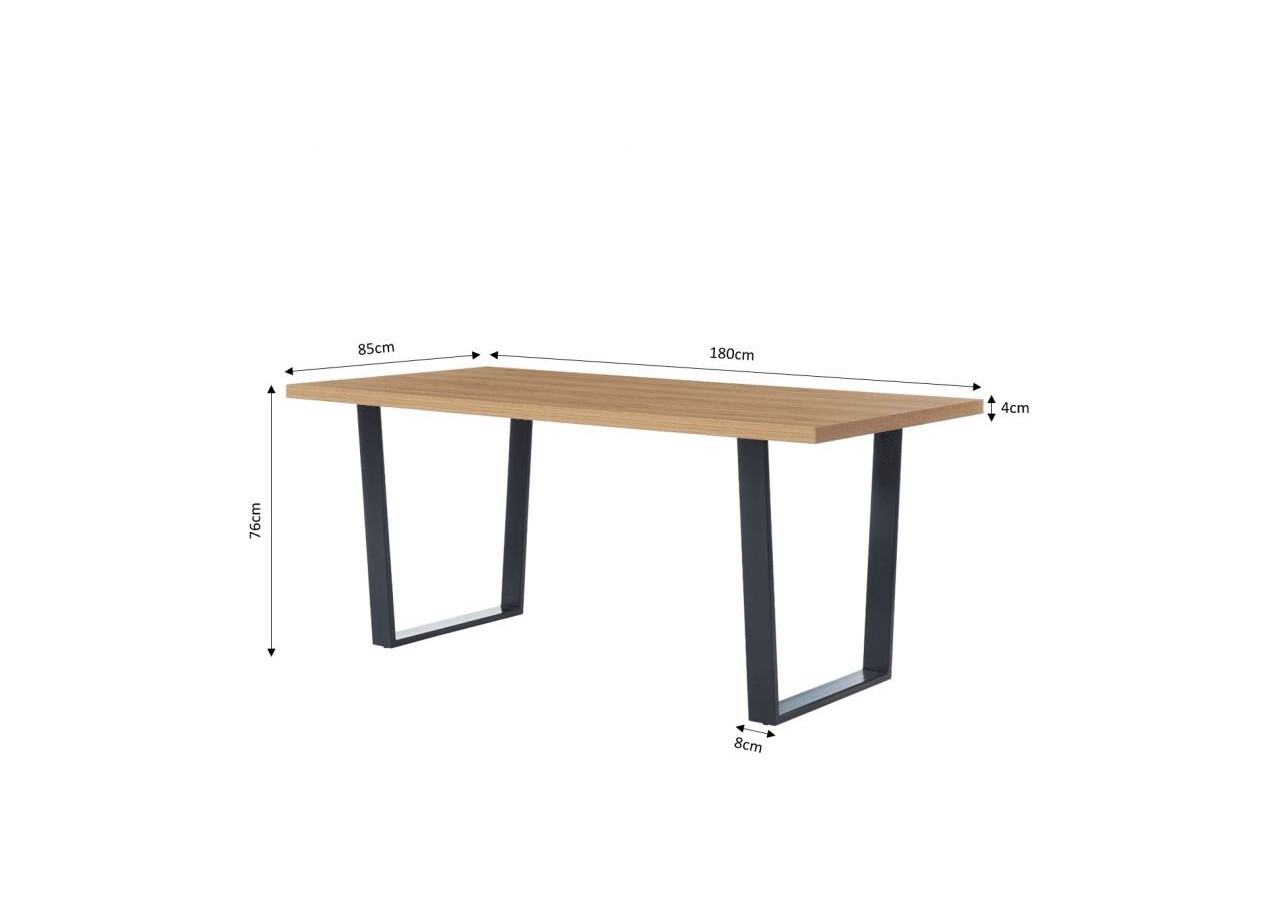 Table à manger FELIX effet chêne et métal noir 8 personnes