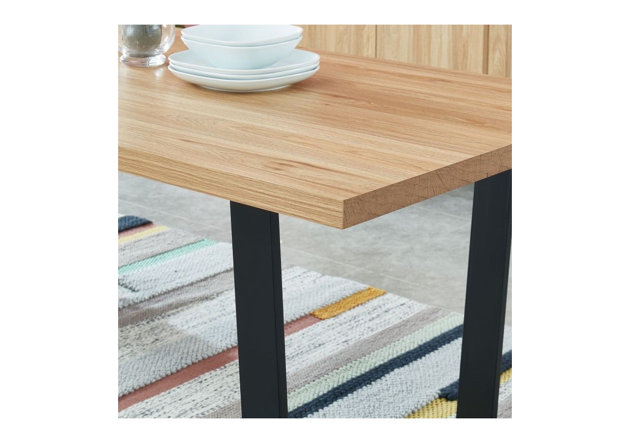 Table à manger FELIX effet chêne et métal noir 8 personnes