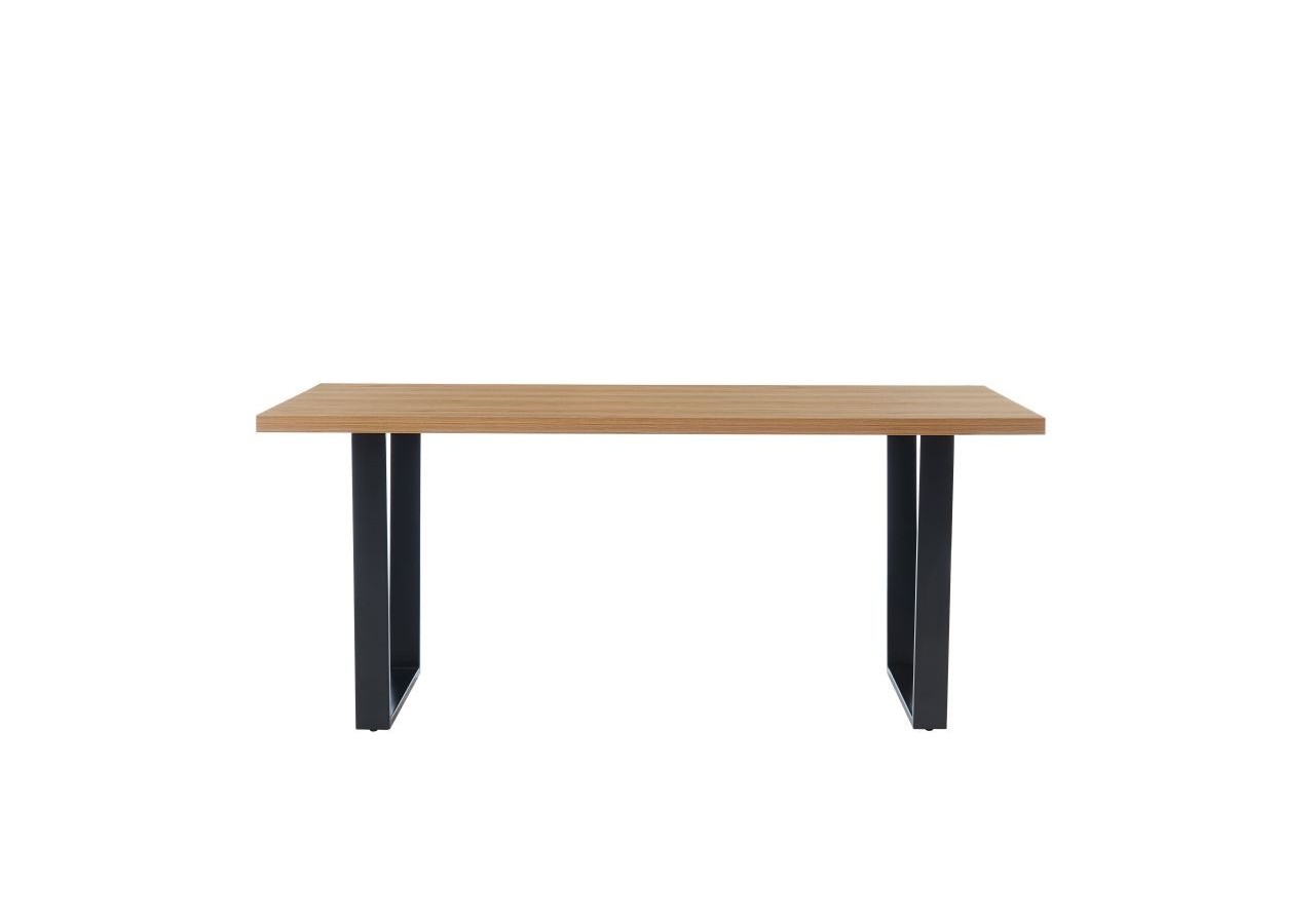 Table à manger FELIX effet chêne et métal noir 8 personnes