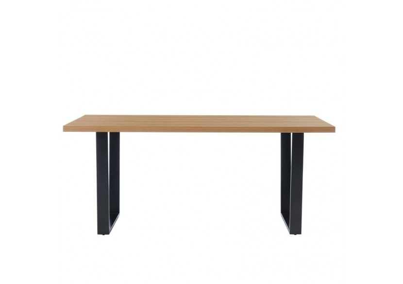 Table à manger FELIX effet chêne et métal noir 8 personnes