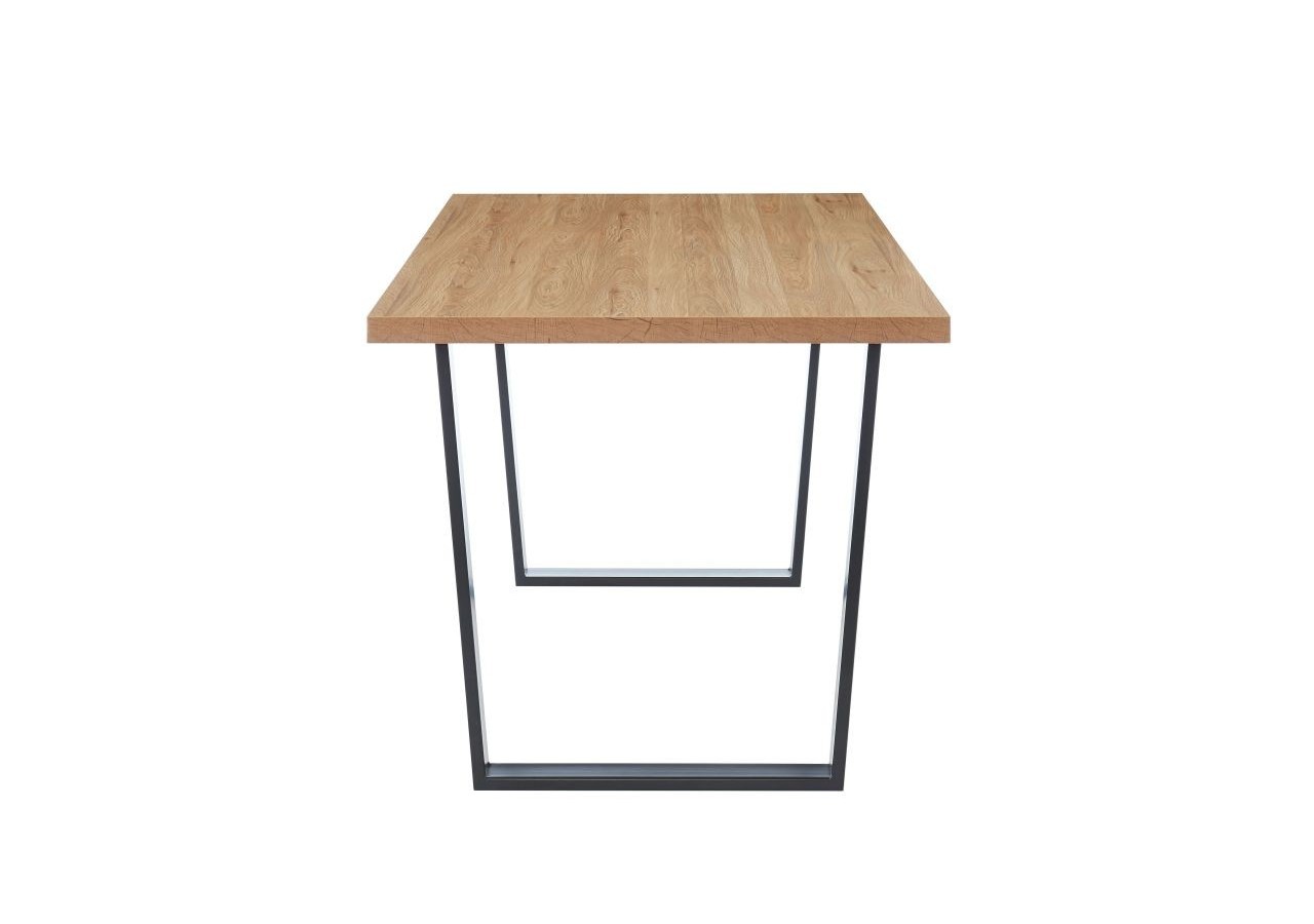 Table à manger FELIX effet chêne et métal noir 8 personnes