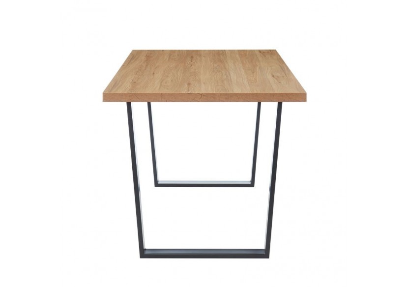Table à manger FELIX effet chêne et métal noir 8 personnes