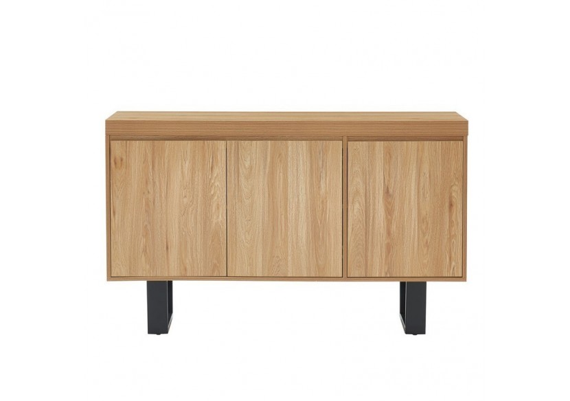Buffet FELIX effet chêne et métal 140cm