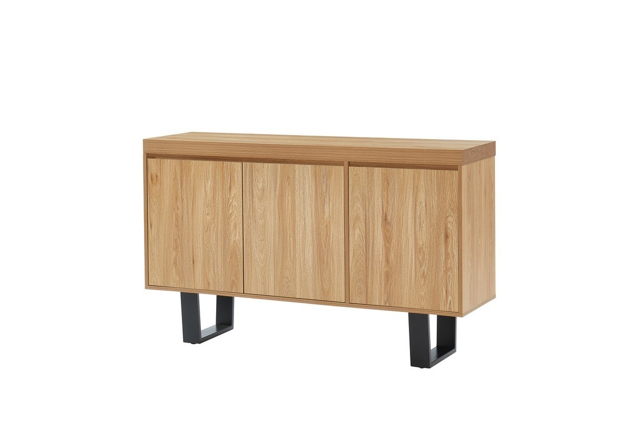 Buffet FELIX effet chêne et métal 140cm