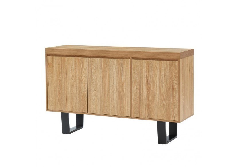 Buffet FELIX effet chêne et métal 140cm