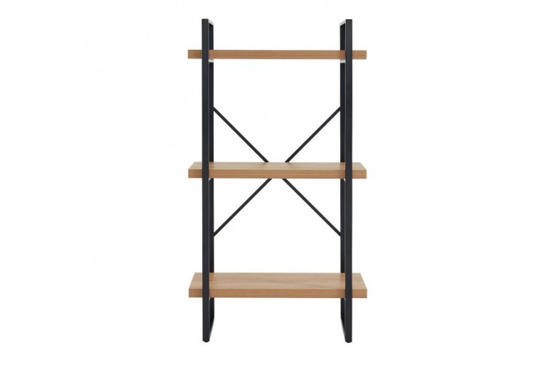 Bibliothèque FELIX effet chêne et métal noir h145cm