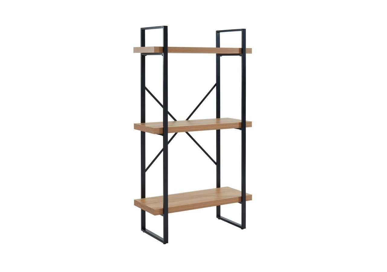 Bibliothèque FELIX effet chêne et métal noir h145cm