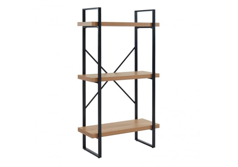 Bibliothèque FELIX effet chêne et métal noir h145cm