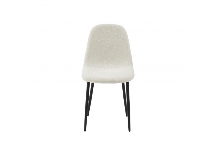 Lot de 4 chaises LENA bouclette écru pieds métal noir