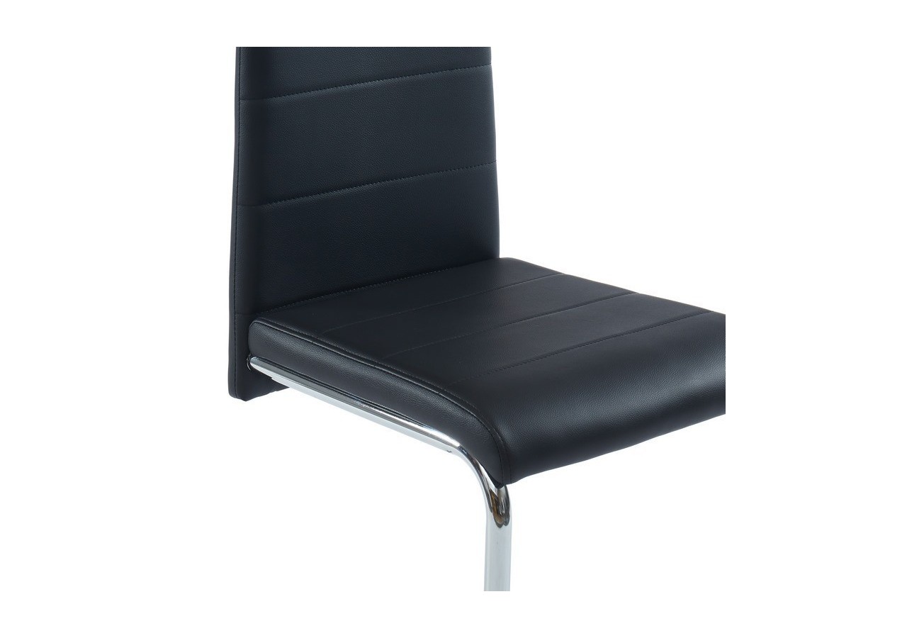 Lot de 2 chaises MARA simili noir pieds métal chromé