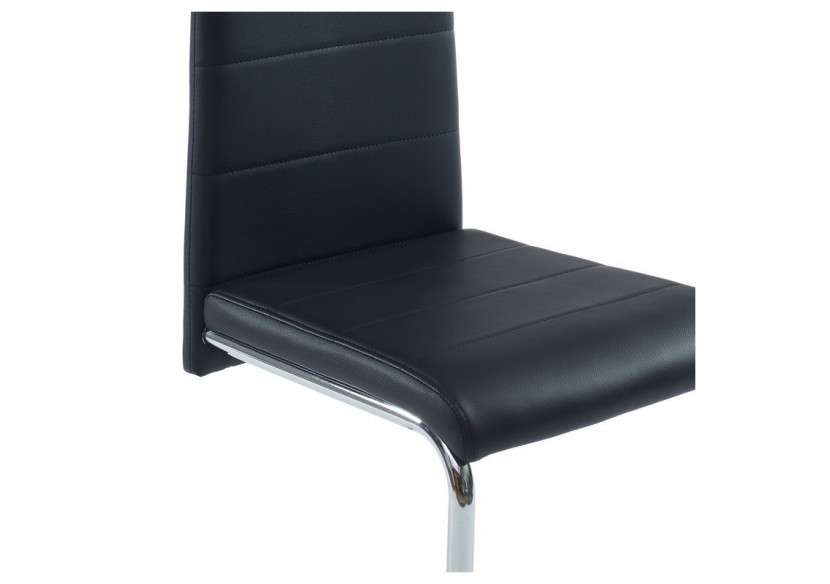 Lot de 2 chaises MARA simili noir pieds métal chromé